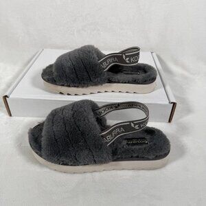 Koolaburra By UGG Fuzzn II Slippers Women Size 6 Gray Back Strap Sandal Open Toe